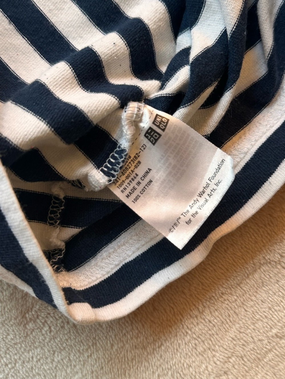 Uniqlo Warhol Collection Navy and White Striped Crewneck Tee - Picture 4 of 4